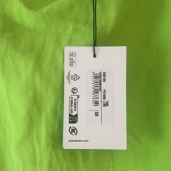 JW ANDERSON US sz 4 UK 8 lime green curved hem mini skirt NWT - Picture 5 of 9